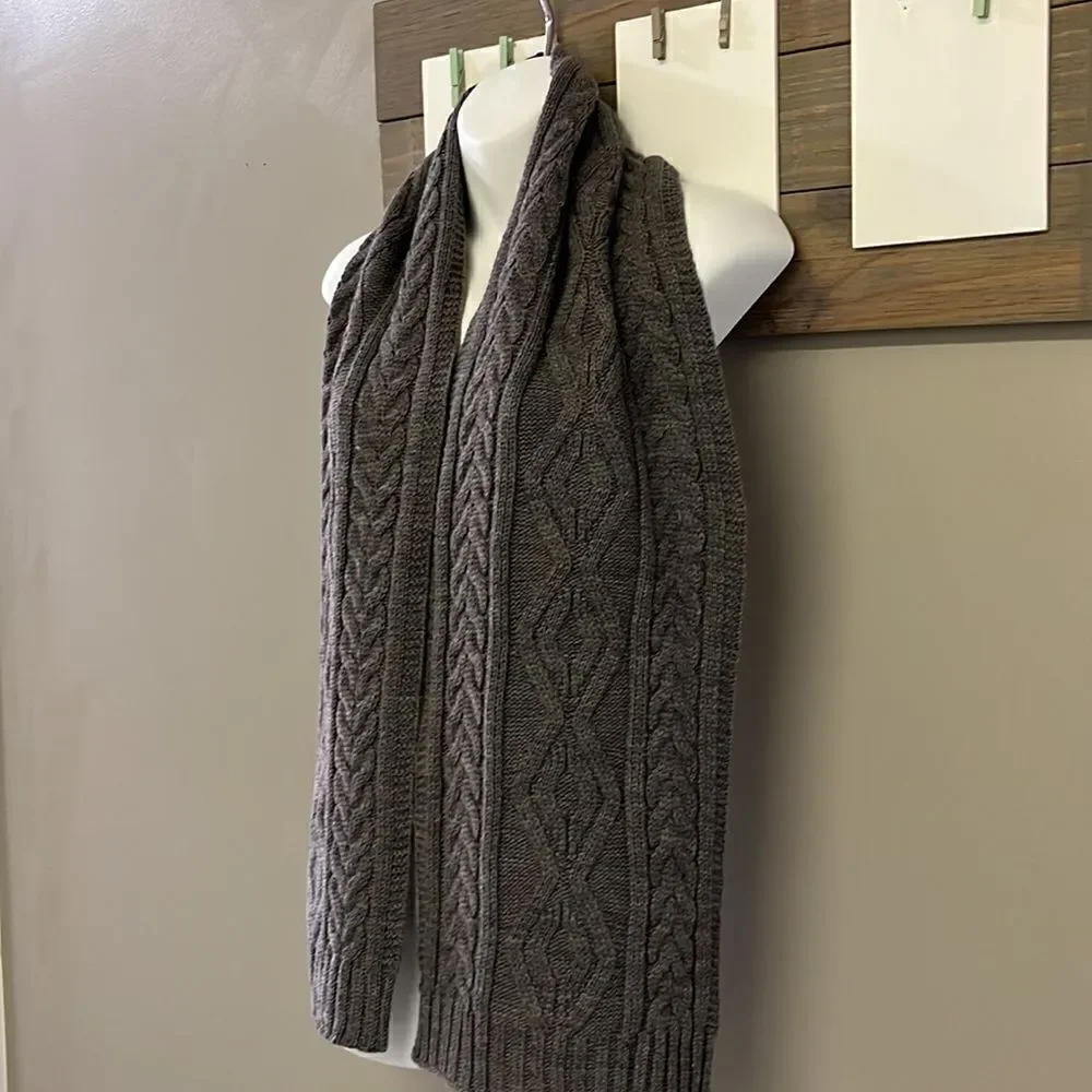 Dark Gray Cable knit Winter Acrylic Scarf- Unisex